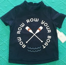 Baby Gap Rash Guard Swim Top Navy Blue Row Your Boat Zip 0-6,6-12,18-24 mnth NWT