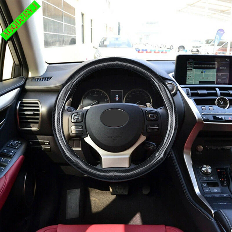 For LEXUS NX RX ES UX CT LS O-shape Steering Wheel Cover Carbon Fiber Anti-slip - Image 4 of 4