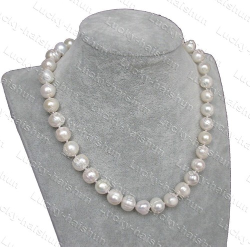 EOEMY Natural 18 Aaa 10-11 mm South Sea White Pearl Necklace 14K Gold