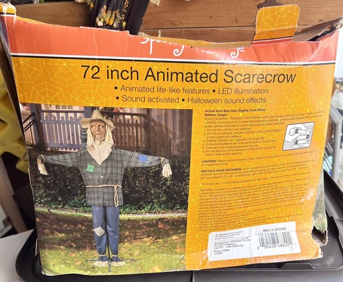 ANIMATED LIFESIZE HALLOWEEN TALKING SCARECROW with CROW - CREEPER DECOR - HORROR - Imagen 3 de 5