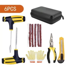 Car Tire Repair Tools Kit with Rubber Strips Tubeless Tyre Puncture Studding