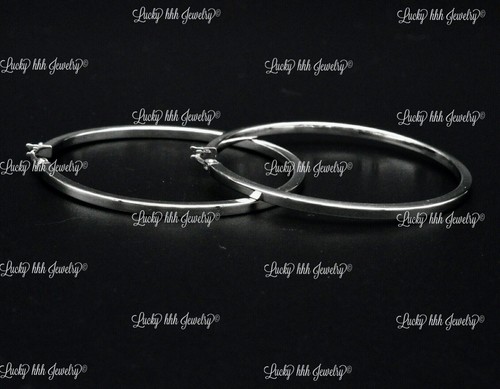 14k White Gold High polished plain Hoop Earring Earrings 4.80 grams #13843 45mm - Picture 4 of 7