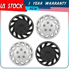 14 Inch Set of 4 Silver Wheel Covers Snap On Full Hub Caps Fit R14 Tire & Rim