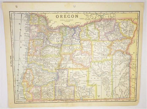 antiqueoregon map - vintage or state- old us state art