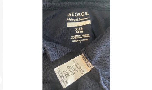George Boys Navy Blue XL 14 -16 Short Sleeve Polo Uniform Shirt - Picture 6 of 12