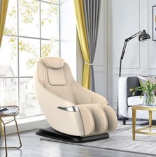 Luxe Fauteuil Shiatsu Cuir Beige Avec Technologie à Rouleaux Chauffage Zero
