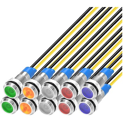 Gebildet 10Pcs 6Mm 230V AC LED Metall Anzeigelampe Wasserdichte Signallampe (Grü