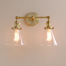 Permo 7.3" Cone Glass Lamp Vintage Industrial Double Arm Wall Sconce Light