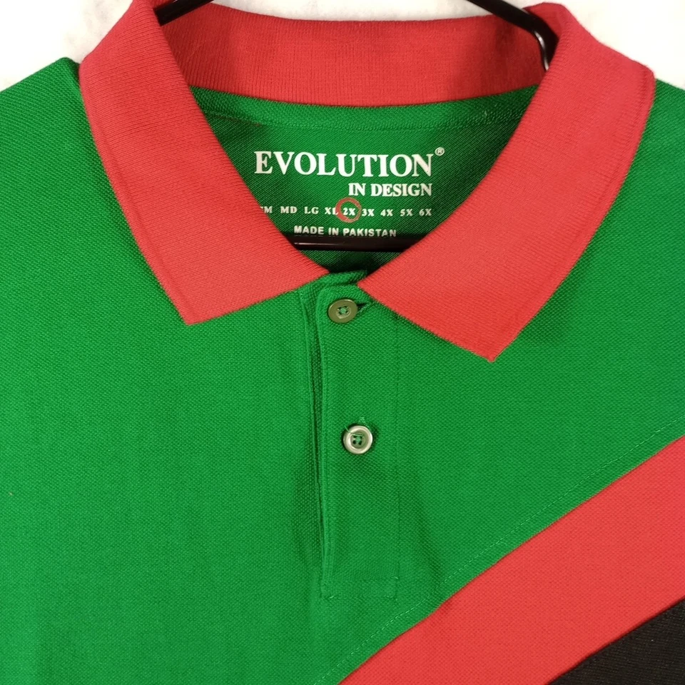Polo Evolution In Design Para Hombre 2xl Verde/Rojo Rayas Polo Rugby Foto 3 de 4