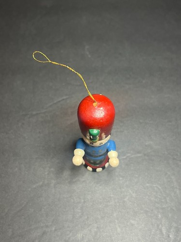 Vintage Russ Berrie #17190 Wooden Blue Green & Red Toy Soldier Ornament 3.5" - Picture 5 of 6