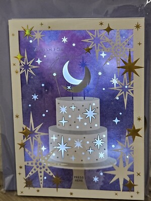 PAPYRUS 3D STARS MOON CAKE LIGHT UP BIRTHDAY CARD