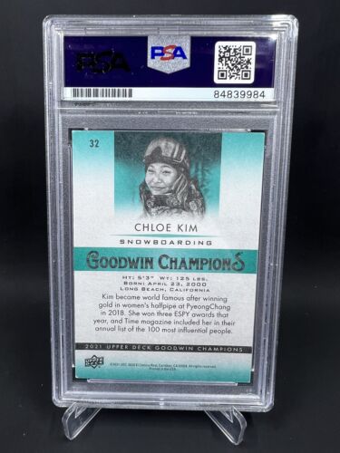 Chloe Kim Signed 2021 Upper Deck Goodwin Champions IP Auto PSA/DNA Snowboarding - Picture 2 of 2