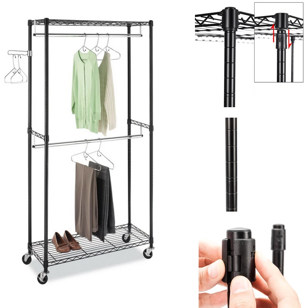 Closet Organizer Garment Rack Clothes Hanger Home Shelf Heavy Duty