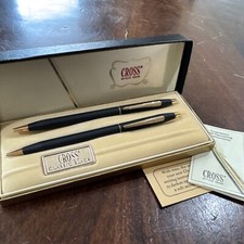 Cross Classic 2501 Matte Black Pen Pencil Set Vintage in Box - Gore 1982