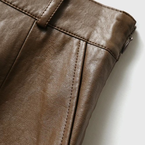 Women Mid Long Real Leather Sheepskin Front split Skirt Ladies Autumn Winter OL - Imagen 3 de 14