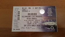 PETER GABRIEL VERY RARE USED TICKET 02 ARENA LONDON SAT 27th MARCH 2010 GENESIS 