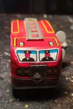 Vintage Made In Japan - Tin Wind Up Fire Truck - Many Vintage Collectibles