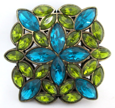Rhinestone Belt Buckle Womens Green Teal *C