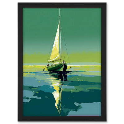 A Sailboat on a Calm Sea Under a Cloudless Sky Framed Wall Art Picture Print A3