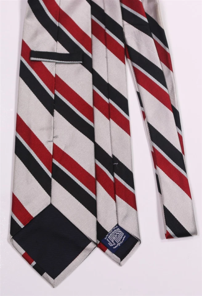 J. 压银黑色红色条纹丝绸斜纹领带剑桥老 Tonbridge — 第 4/4 张图片