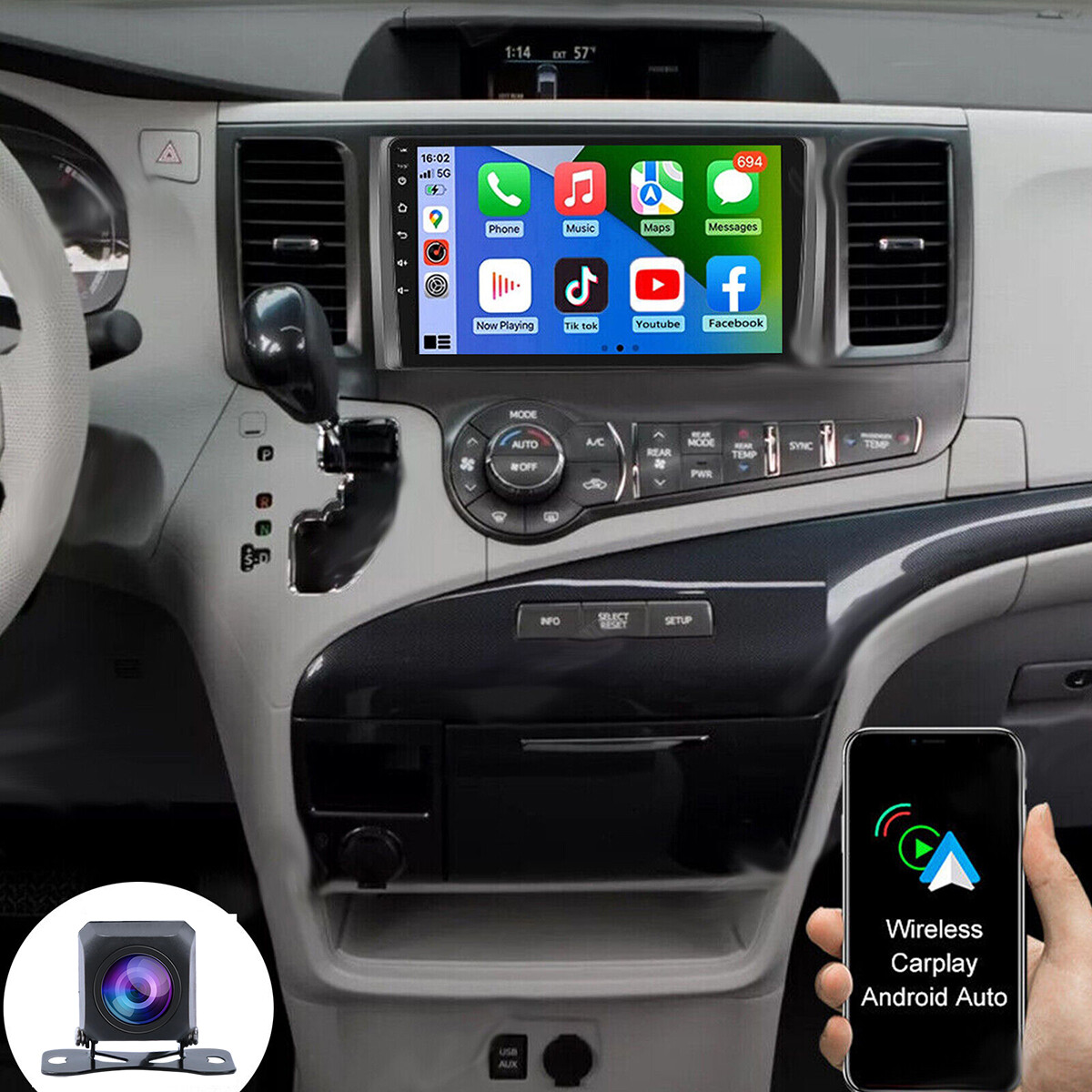 akddaf カーステレオパネル、に適合トヨタ シエナ 2011 2 Din 9インチラジオ GPS MP5 プレーヤー ヘッドダッ Amazon.com: Car Radio Stereo for Toyota Sienna 2011 2012 2013 2014 Dash Kit Car  GPS Navigation, 1+32GB 9" IPS Touch Screen Head Unit with Car-Play &  Android Auto/SWC/Rear View | RONGJI,9" IPS
