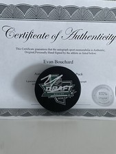 Evan Bouchard Autographed Signed 2018 NHL Draft Puck Edmonton Oilers W/Case COA
