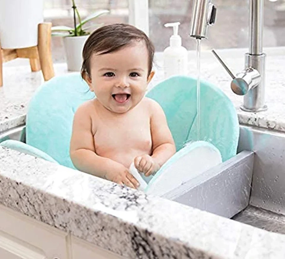 Baño en flor amapola baño bebé, alfombra de baño, baño de flores, espuma de mar, felpa, Minky Foto 4 de 4