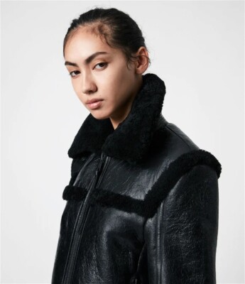 AllSaints Kitt Shearling Merino Leather Jacket Size Small RRP £799