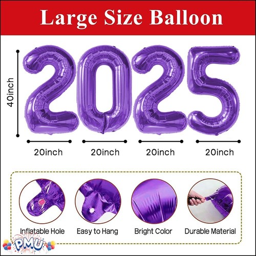 PMU New Year's Eve Party "2025" 16 & 40 in Number Mylar Balloons (4/pkg) Pkg/1 - Picture 31 of 73