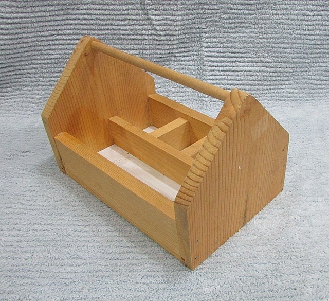 Homemade Solid Pine Wood Craft Tools Supplies Open Tote Divided Homemade Solid Pine Wood Craft Tools Supplies Open Tote Divided Toolbox Free S H