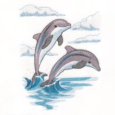 Dolphins Sea Ocean HAND Towel SET Embroidered Gorgeous Sea Ocean Nautical