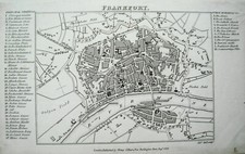 Frankfurt Main Sachsenhausen Stadtplan echte alte Lithographie 1828