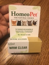 Homeopet Feline Wrm Clear Drops, NEW Ships N 24h