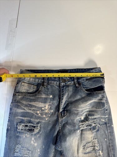 Waimea Boys Size 20 Skinny Fit Paint Splatter Distressed Jeans Blue Medium Wash - Picture 7 of 9