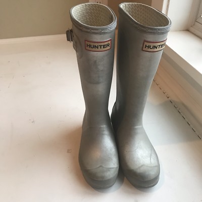 hunter rain boots silver