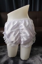  A283 2XL/ElasticW.24-42"Vtg Style White Satin Bikini Panties Knickers Underwear