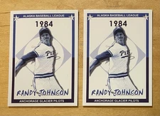 Randy Johnson Lot Of Two 2002 Alaska Baseball League Anchorage Glacier Pilots 