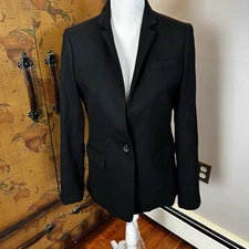 J.CREW $198 Solid Black Regent Lined Stretch Blazer Jacket Top Size 6 Academia