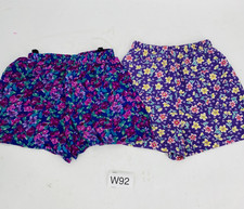 2- Vintage 1990  s Girl  s Purple Floral Pull on Shorts Rampage Made in USA 6-8 yr