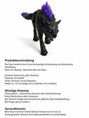 SCHLEICH ELDRADOR Schattenwolf 42554 Monster Spielfigur mit Kristallen 