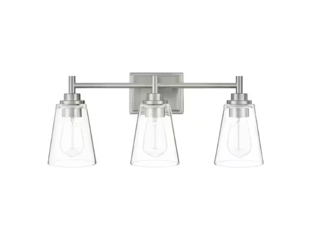 Hampton Bay Wakefield 22,5 pulgadas 3 luces cromo tocador industrial kit de 4 piezas Foto 4 de 4