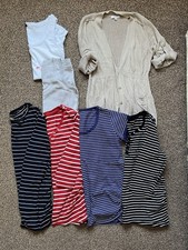 Womens Maternity Striped Tshirt Vest Long Sleeve Top Cardigan Bundle. Size 12-14