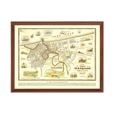 Old Map of Cleveland, OH 1937 - Vintage Cleveland Ohio Art