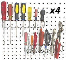 Pegboard Screwdriver Holder, 4-Pack - Hooks to Any Peg Board - Screwdriver an...