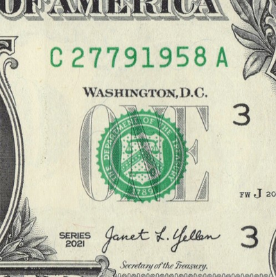 #ad Year Note 1958 in the Serial Number Series 2021 $1 Dollar Bill C27791958A $3.99