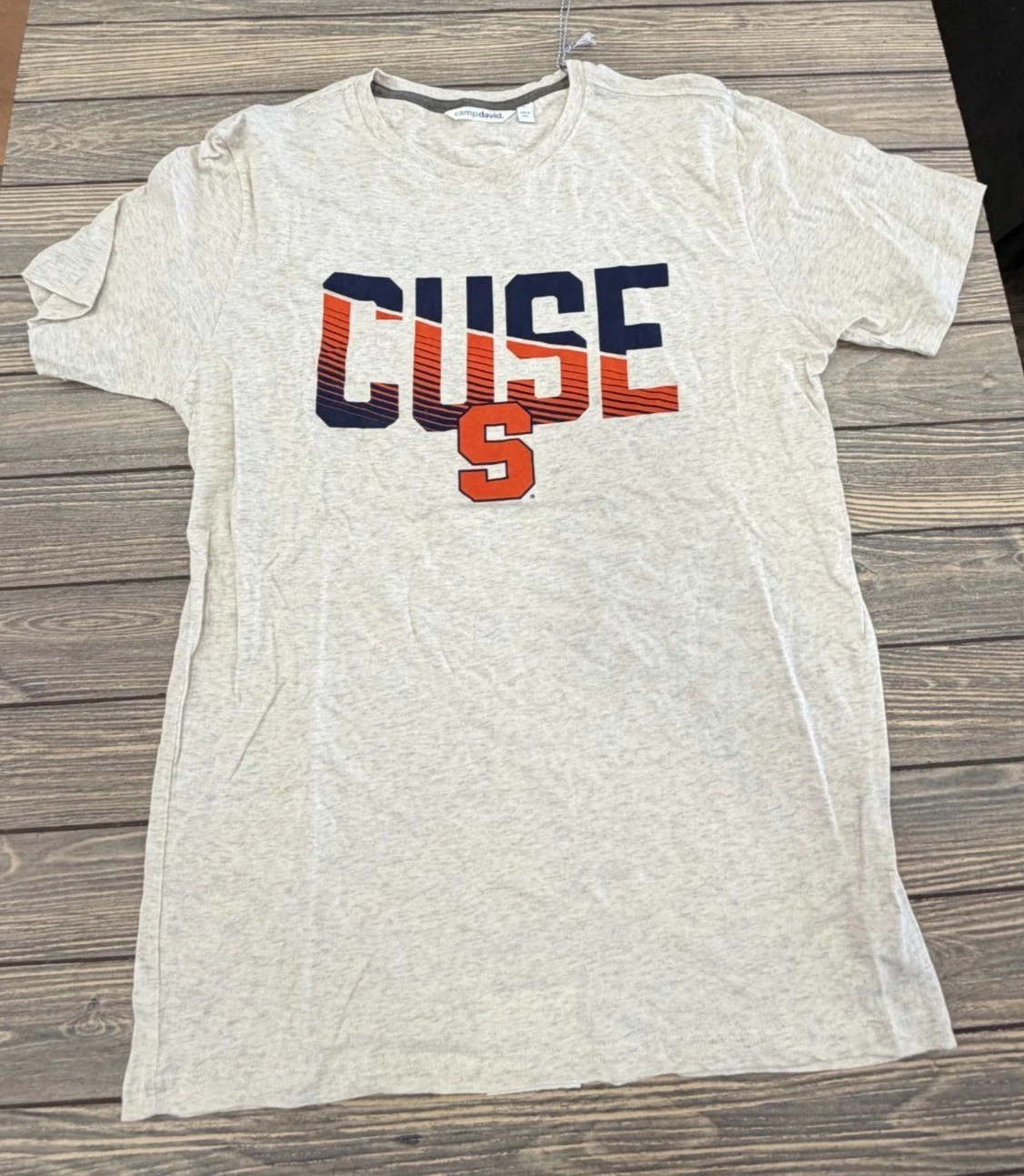Cuse Syracuse Mens T-Shirt Large Beige 100% Cotton By Camp David