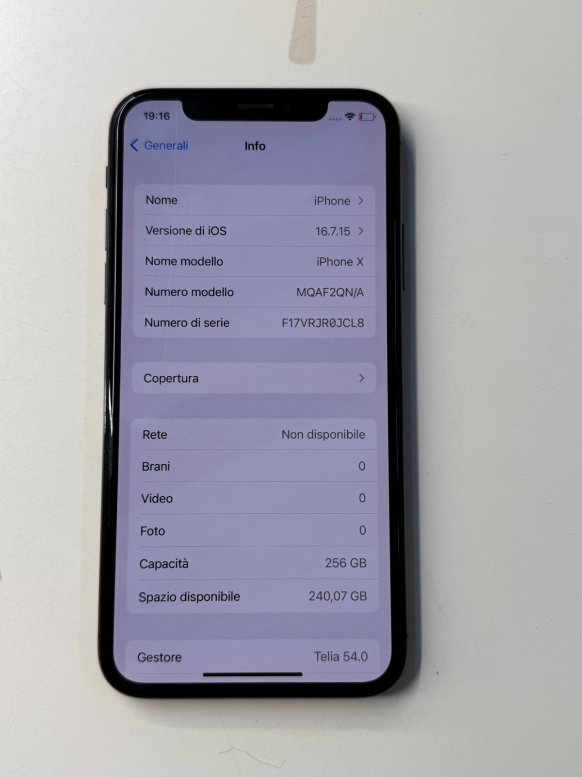 Apple iPhone X 256GB Gray Usato - Face ID KO / Fotocamere Difettose