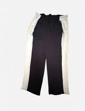 Gucci Black Silk Straight-Leg Pants with White Side Stripes L