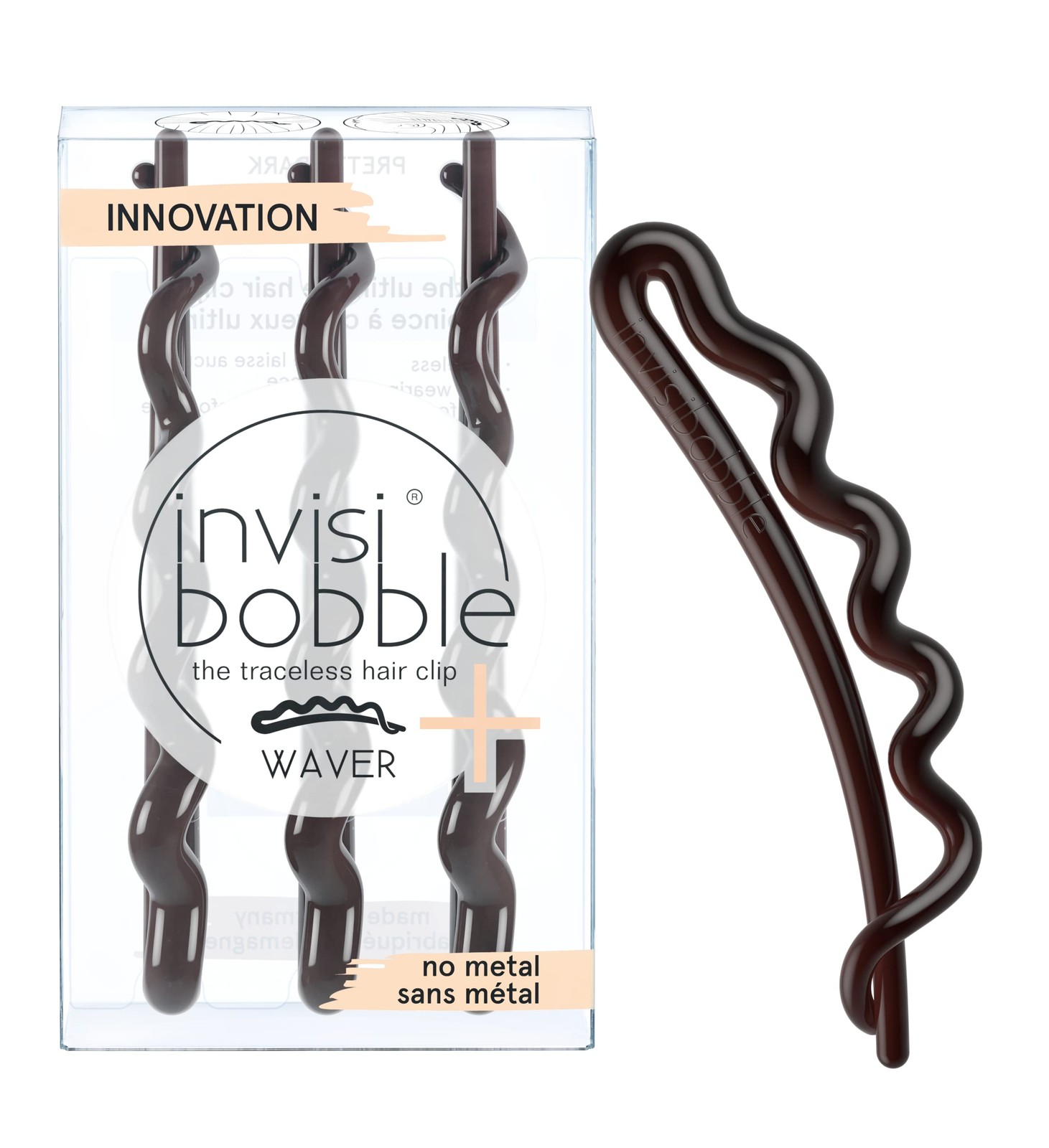 INVISIBOBBLE Waver Pretty Dark 3 Pack Hair Clips - Ultimate Traceless Hair Hold