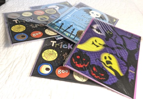 PAPYRUS HALLOWEEN CARDS Lot of 5 3D, Holographic, Graveyard, Spooky Tree, Ghosts - Picture 2 of 12